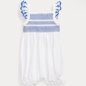 Ralph Lauren Smocked Eyelet Bubble Shortall